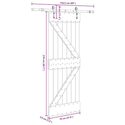 Sliding Door with Hardware Set 70x210 cm Solid Wood Pine