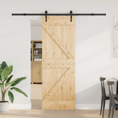 Sliding Door with Hardware Set 70x210 cm Solid Wood Pine