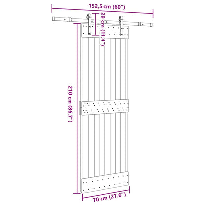 Sliding Door with Hardware Set 70x210 cm Solid Wood Pine