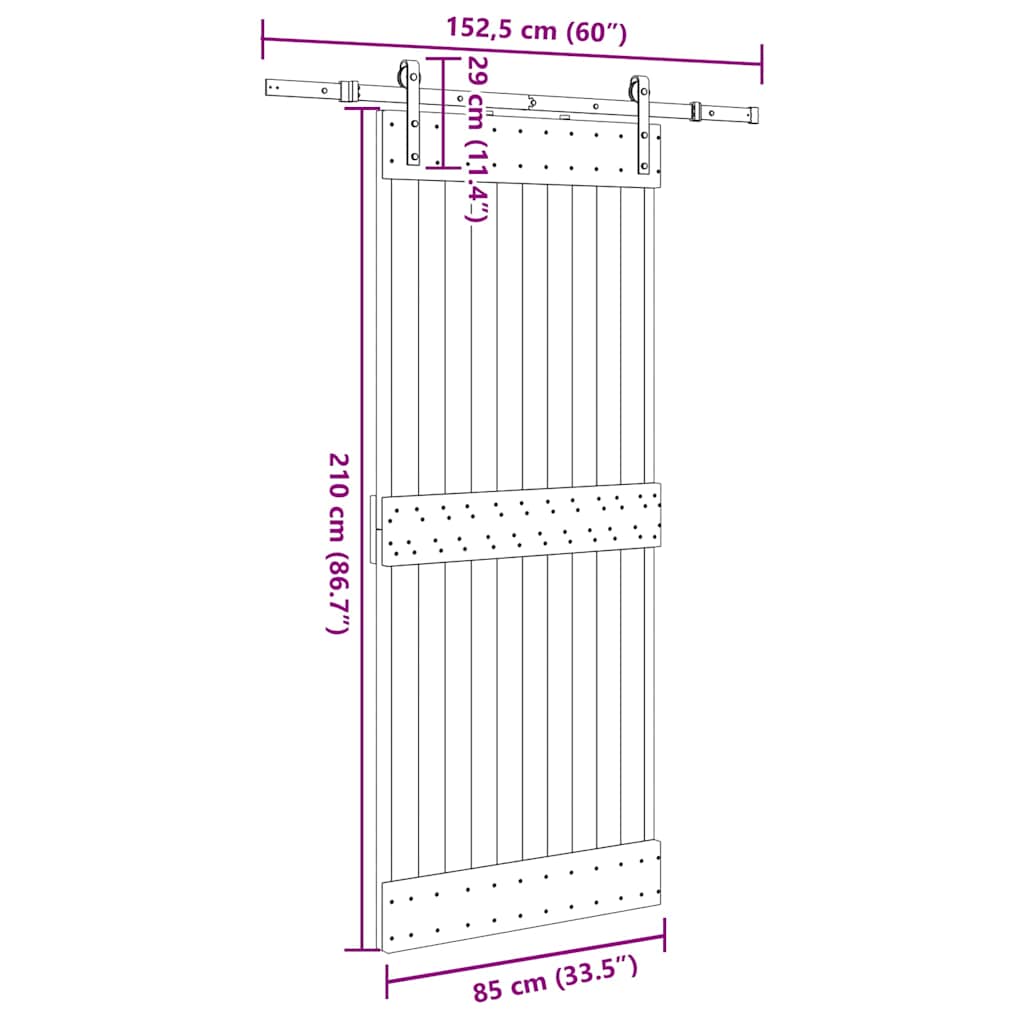 Sliding Door with Hardware Set 85x210 cm Solid Wood Pine