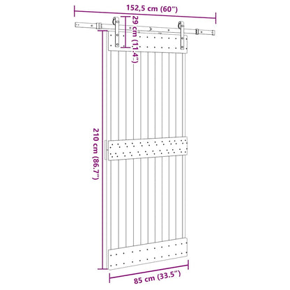 Sliding Door with Hardware Set 85x210 cm Solid Wood Pine