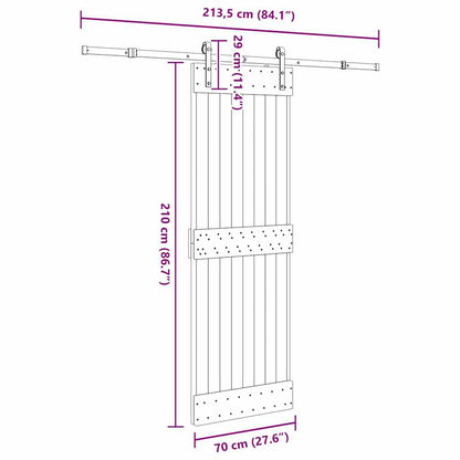 Sliding Door with Hardware Set 70x210 cm Solid Wood Pine