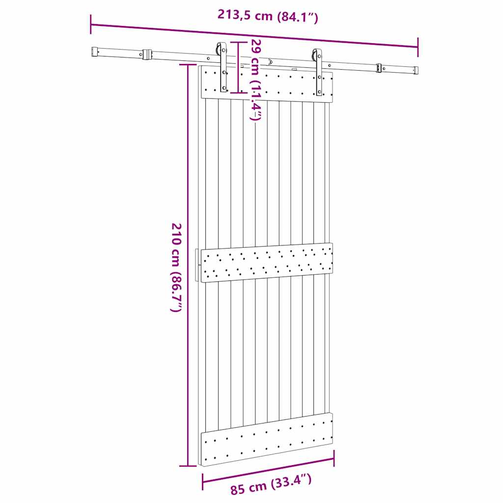 Sliding Door with Hardware Set 85x210 cm Solid Wood Pine