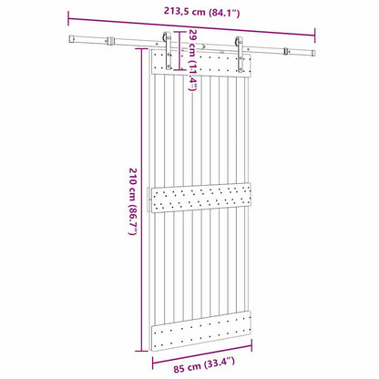 Sliding Door with Hardware Set 85x210 cm Solid Wood Pine
