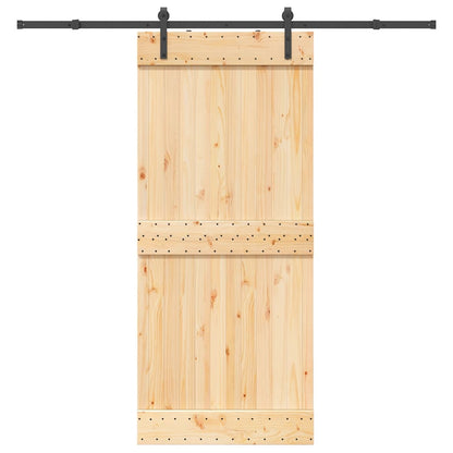 Sliding Door with Hardware Set 90x210 cm Solid Wood Pine