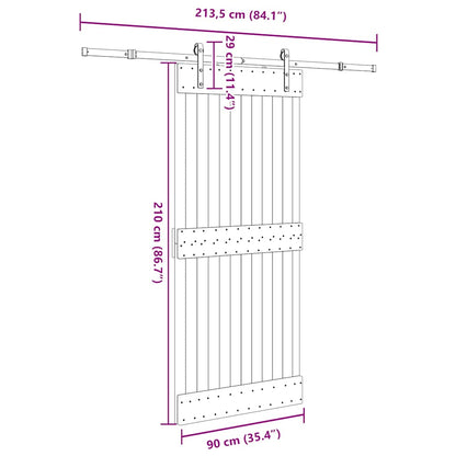 Sliding Door with Hardware Set 90x210 cm Solid Wood Pine