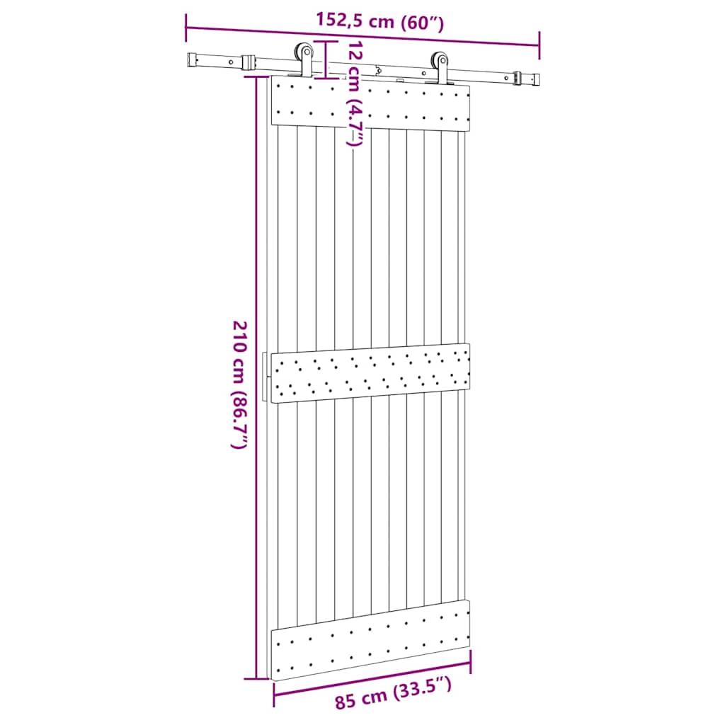 Sliding Door with Hardware Set 85x210 cm Solid Wood Pine