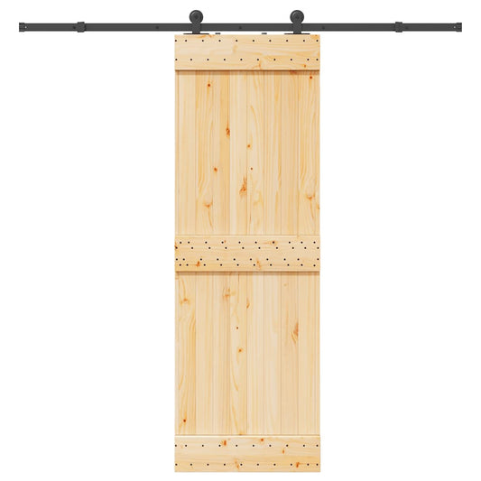 Sliding Door with Hardware Set 70x210 cm Solid Wood Pine