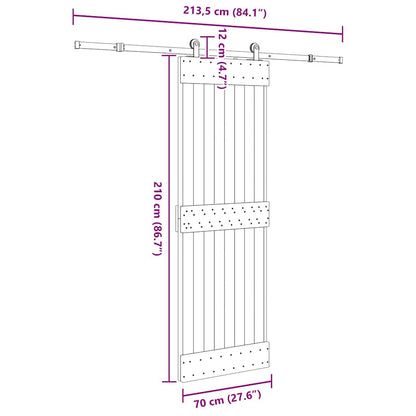 Sliding Door with Hardware Set 70x210 cm Solid Wood Pine
