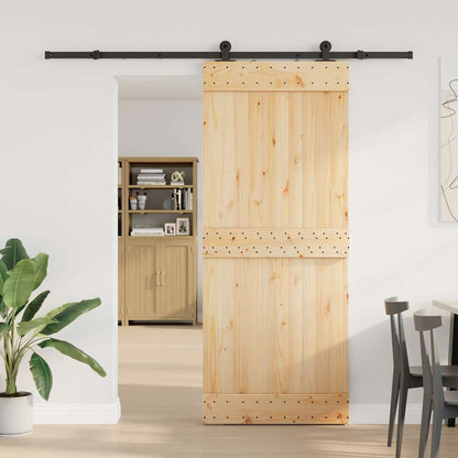 Sliding Door with Hardware Set 85x210 cm Solid Wood Pine