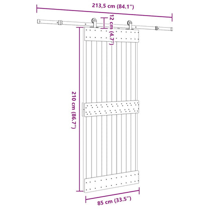 Sliding Door with Hardware Set 85x210 cm Solid Wood Pine