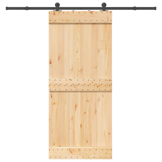 Sliding Door with Hardware Set 90x210 cm Solid Wood Pine