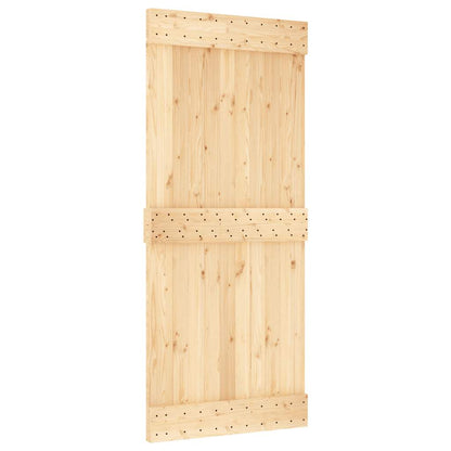 Sliding Door with Hardware Set 90x210 cm Solid Wood Pine
