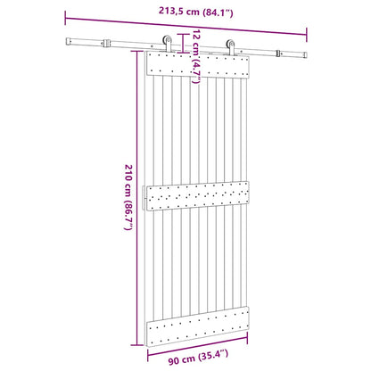 Sliding Door with Hardware Set 90x210 cm Solid Wood Pine