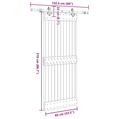 Sliding Door with Hardware Set 85x210 cm Solid Wood Pine