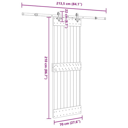 Sliding Door with Hardware Set 70x210 cm Solid Wood Pine