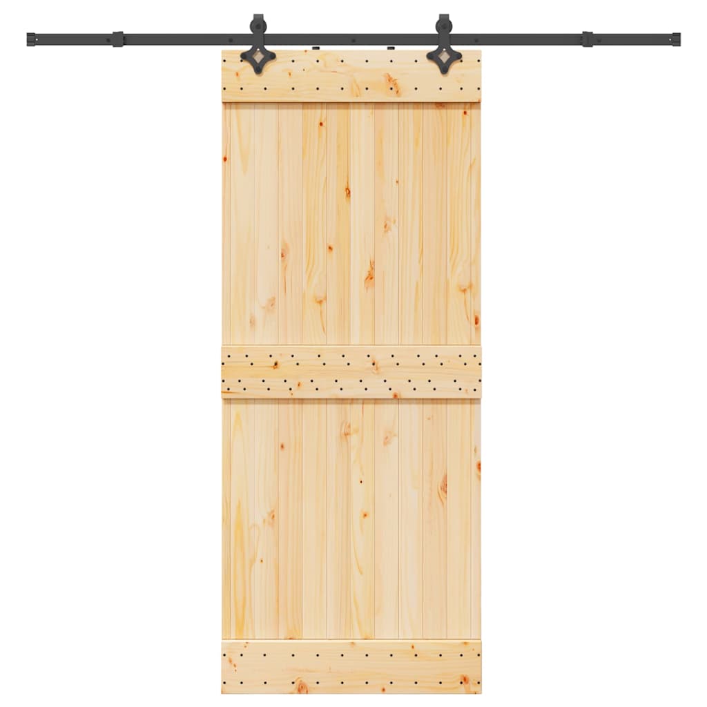 Sliding Door with Hardware Set 85x210 cm Solid Wood Pine