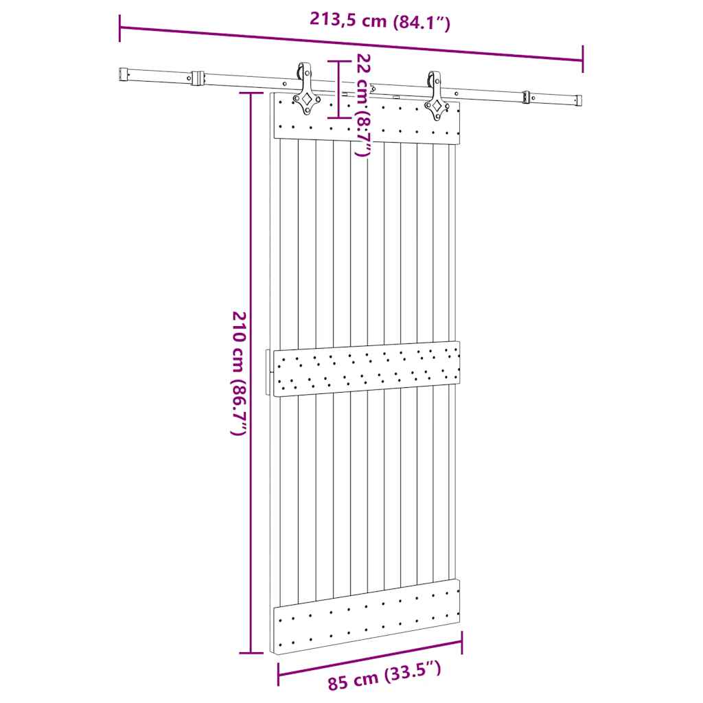 Sliding Door with Hardware Set 85x210 cm Solid Wood Pine