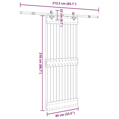 Sliding Door with Hardware Set 85x210 cm Solid Wood Pine