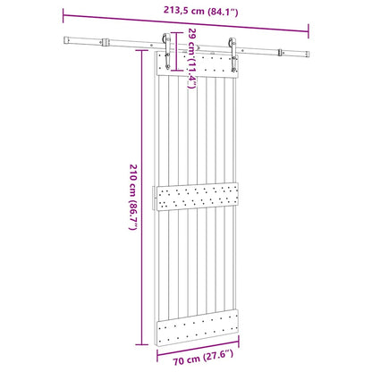 Sliding Door with Hardware Set 70x210 cm Solid Wood Pine