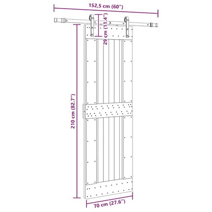Sliding Door with Hardware Set 70x210 cm Solid Wood Pine