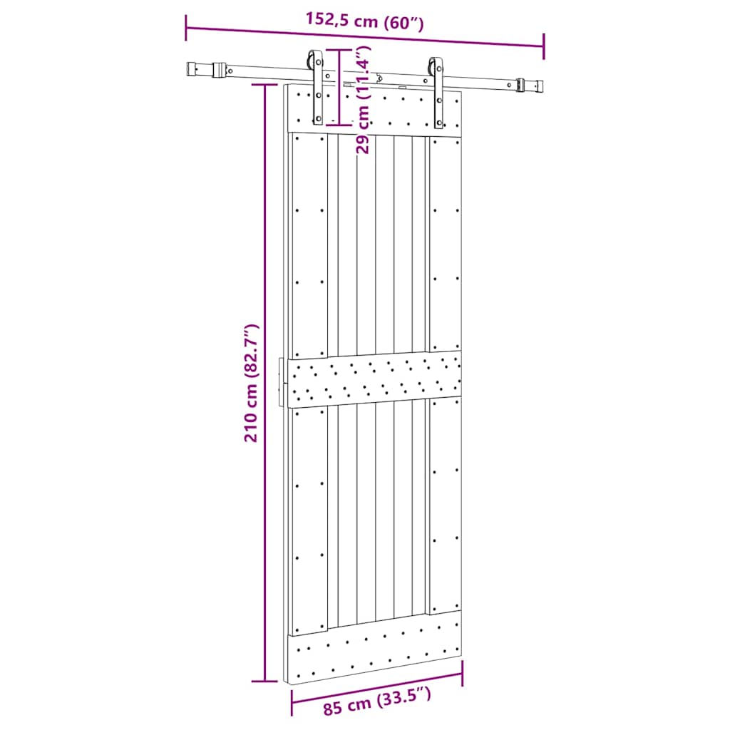 Sliding Door with Hardware Set 85x210 cm Solid Wood Pine