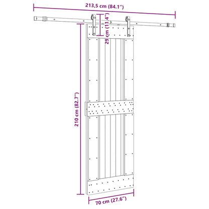 Sliding Door with Hardware Set 70x210 cm Solid Wood Pine