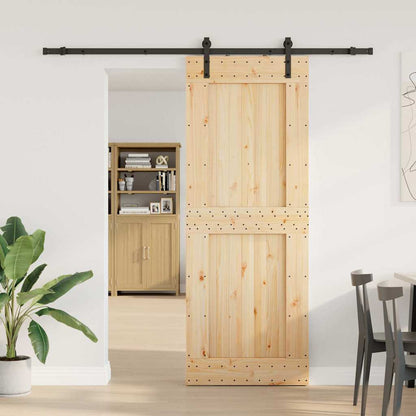 Sliding Door with Hardware Set 85x210 cm Solid Wood Pine
