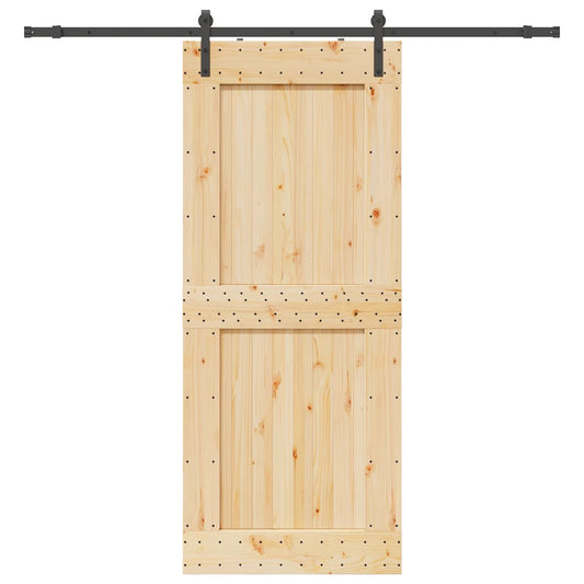 Sliding Door with Hardware Set 95x210 cm Solid Wood Pine