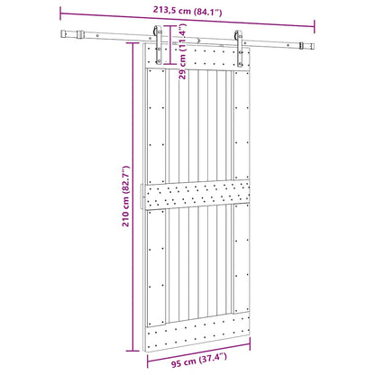 Sliding Door with Hardware Set 95x210 cm Solid Wood Pine