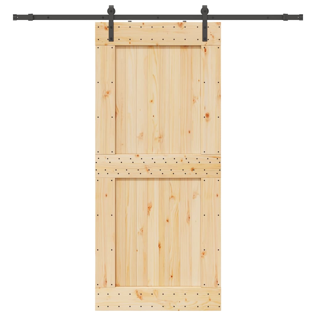 Sliding Door with Hardware Set 100x210 cm Solid Wood Pine
