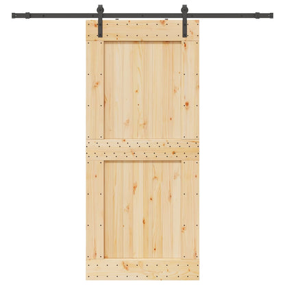 Sliding Door with Hardware Set 100x210 cm Solid Wood Pine