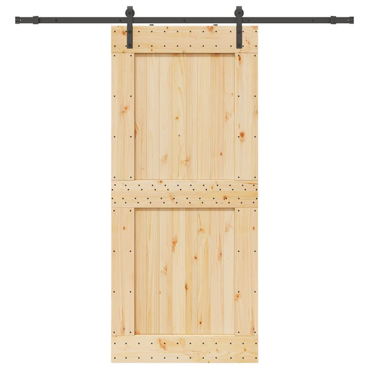 Sliding Door with Hardware Set 100x210 cm Solid Wood Pine