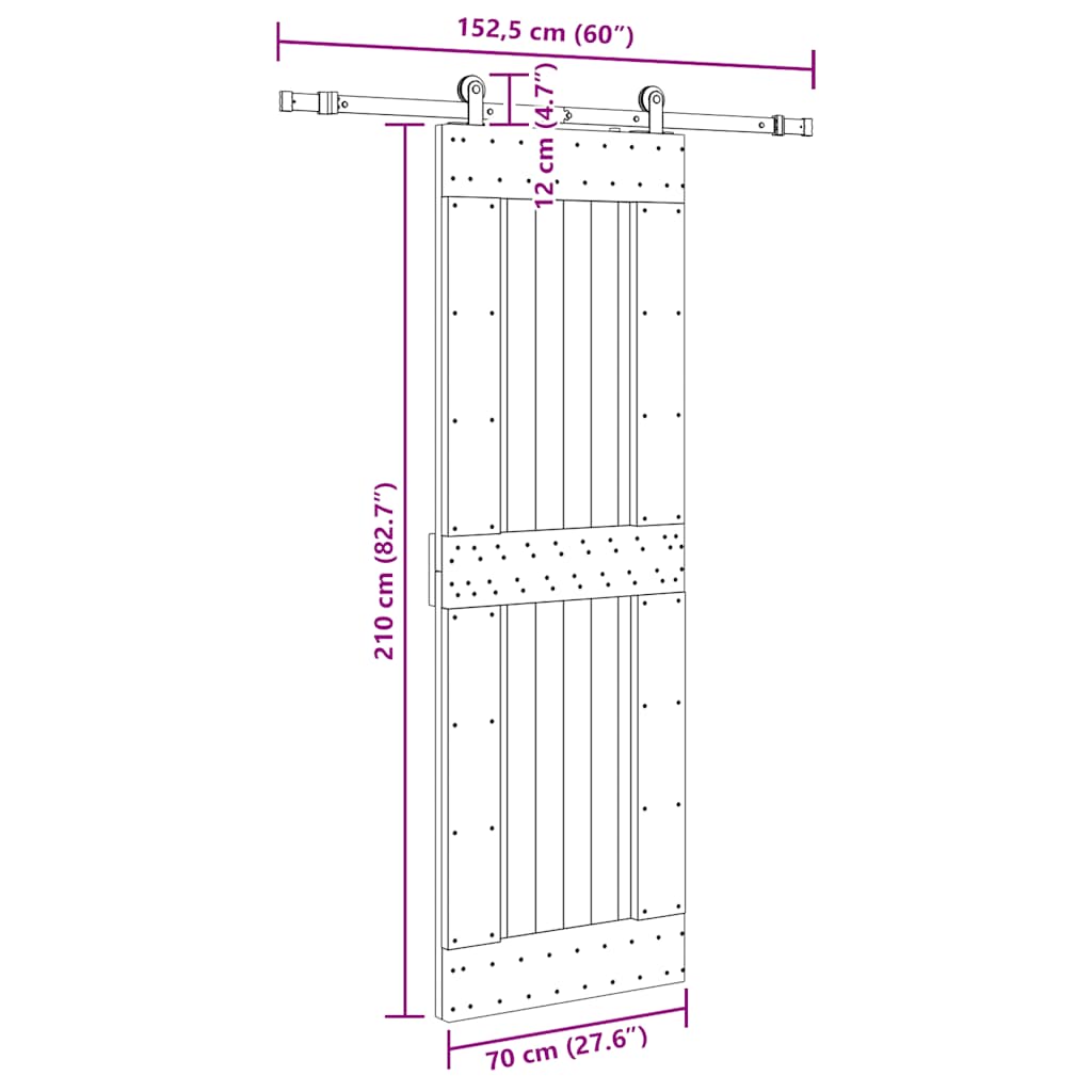 Sliding Door with Hardware Set 70x210 cm Solid Wood Pine
