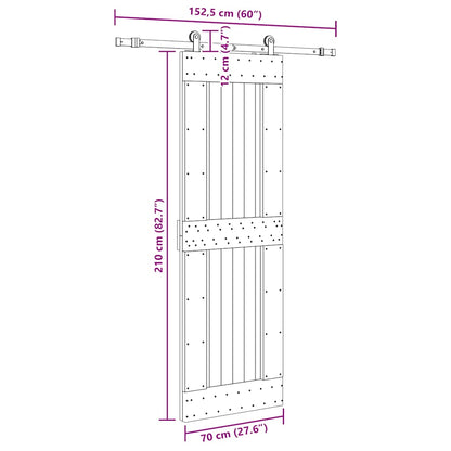 Sliding Door with Hardware Set 70x210 cm Solid Wood Pine