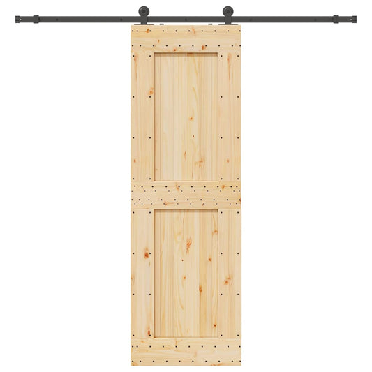 Sliding Door with Hardware Set 70x210 cm Solid Wood Pine