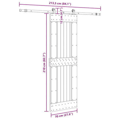 Sliding Door with Hardware Set 70x210 cm Solid Wood Pine