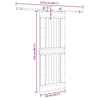 Sliding Door with Hardware Set 85x210 cm Solid Wood Pine