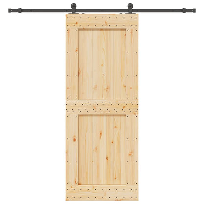 Sliding Door with Hardware Set 90x210 cm Solid Wood Pine
