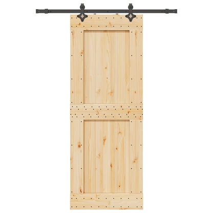 Sliding Door with Hardware Set 85x210 cm Solid Wood Pine