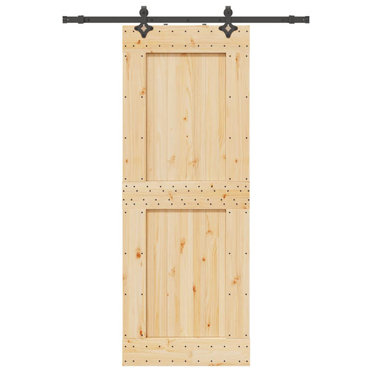 Sliding Door with Hardware Set 85x210 cm Solid Wood Pine