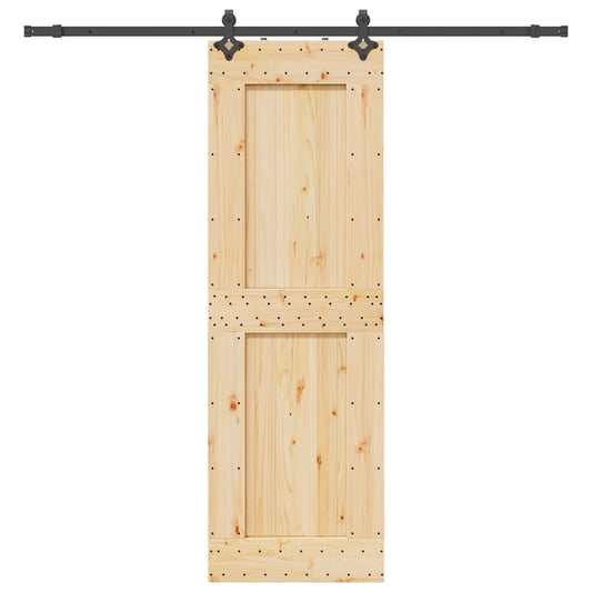 Sliding Door with Hardware Set 70x210 cm Solid Wood Pine