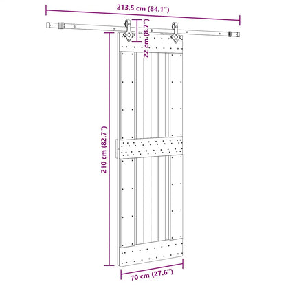Sliding Door with Hardware Set 70x210 cm Solid Wood Pine