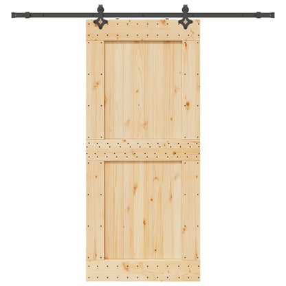 Sliding Door with Hardware Set 100x210 cm Solid Wood Pine