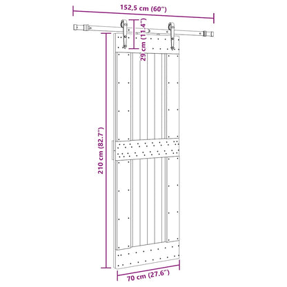 Sliding Door with Hardware Set 70x210 cm Solid Wood Pine