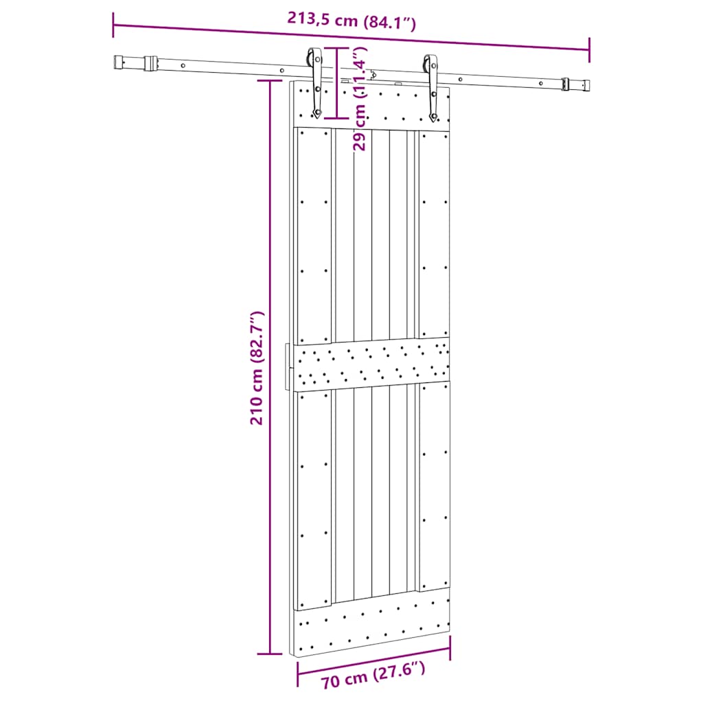 Sliding Door with Hardware Set 70x210 cm Solid Wood Pine