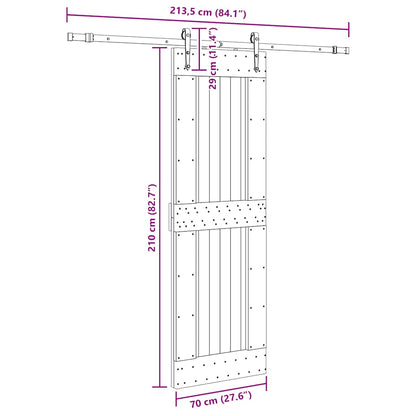 Sliding Door with Hardware Set 70x210 cm Solid Wood Pine