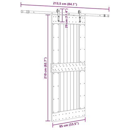 Sliding Door with Hardware Set 85x210 cm Solid Wood Pine