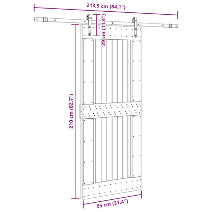Sliding Door with Hardware Set 95x210 cm Solid Wood Pine