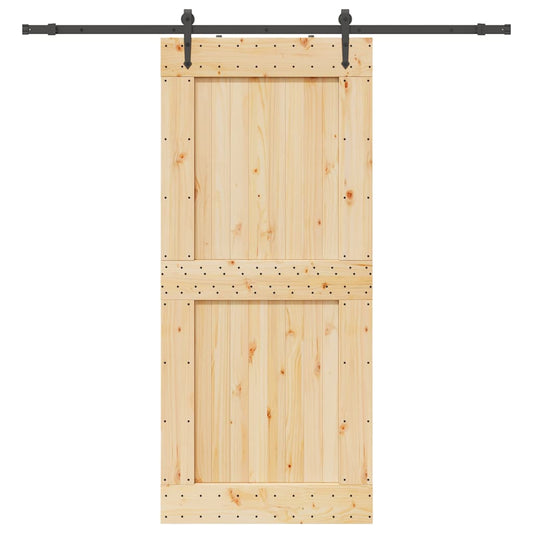 Sliding Door with Hardware Set 100x210 cm Solid Wood Pine